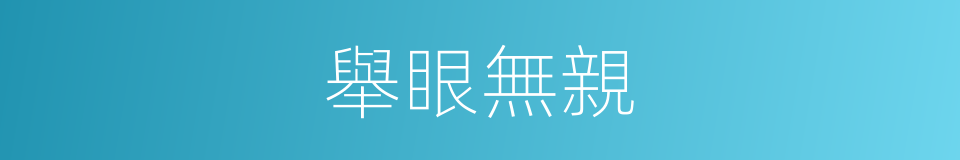 舉眼無親的意思