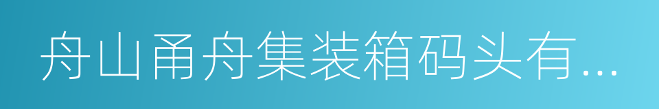 舟山甬舟集装箱码头有限公司的同义词