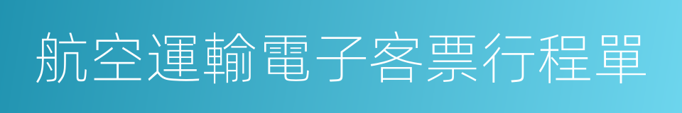 航空運輸電子客票行程單的同義詞