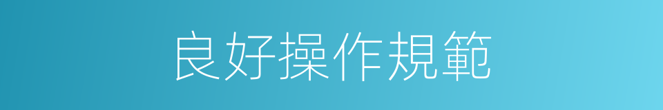 良好操作規範的同義詞