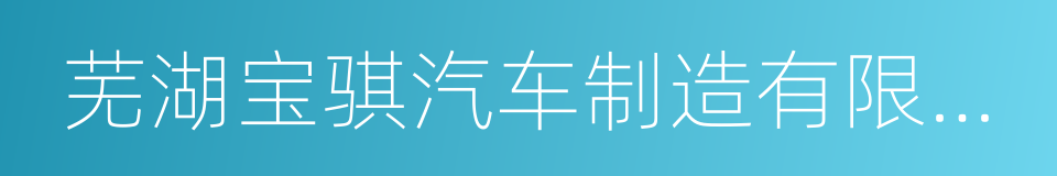 芜湖宝骐汽车制造有限公司的同义词