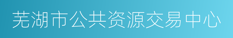 芜湖市公共资源交易中心的同义词