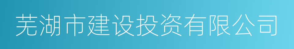 芜湖市建设投资有限公司的同义词