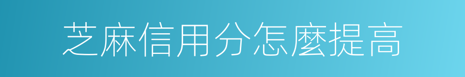 芝麻信用分怎麼提高的同義詞