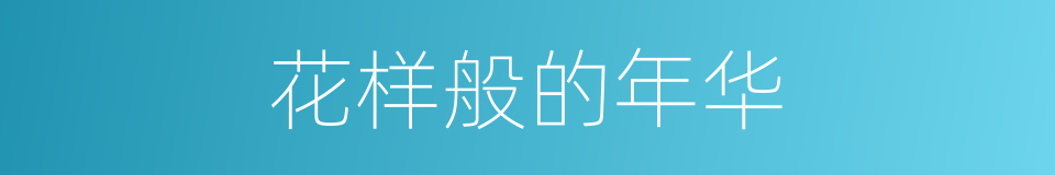 花样般的年华的同义词