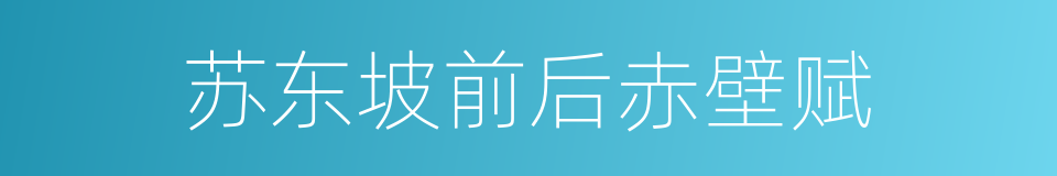 苏东坡前后赤壁赋的同义词