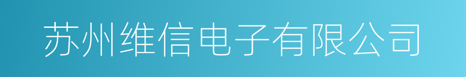 苏州维信电子有限公司的同义词