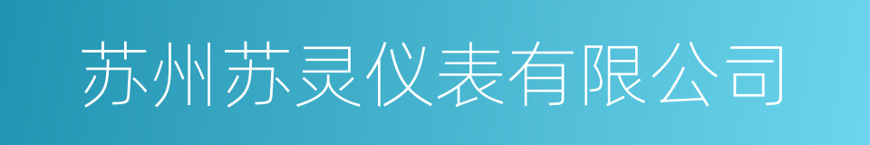 苏州苏灵仪表有限公司的同义词