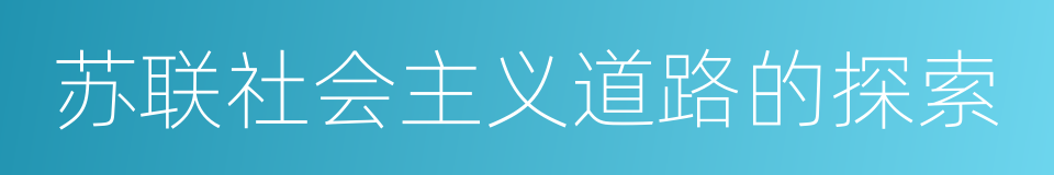 苏联社会主义道路的探索的同义词