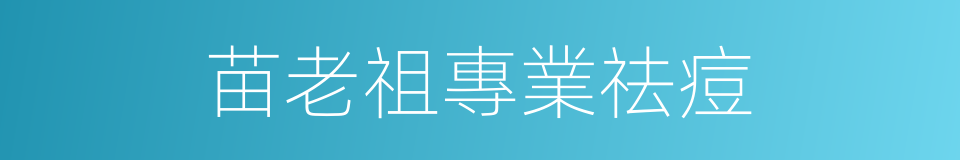 苗老祖專業祛痘的同義詞