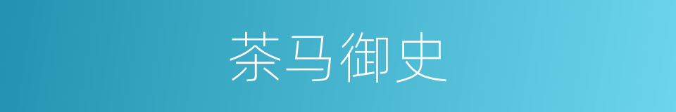 茶马御史的意思