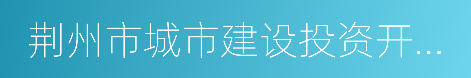 荆州市城市建设投资开发有限公司的同义词