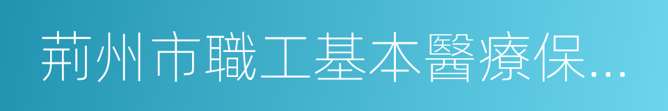 荊州市職工基本醫療保險實施辦法的同義詞