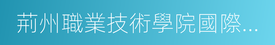 荊州職業技術學院國際信息技術學院的同義詞