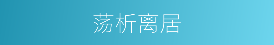 荡析离居的意思