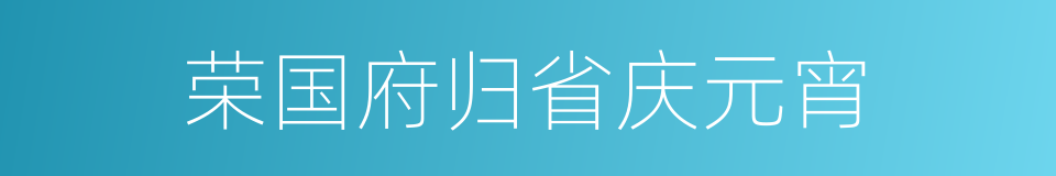 荣国府归省庆元宵的同义词