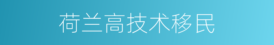 荷兰高技术移民的同义词