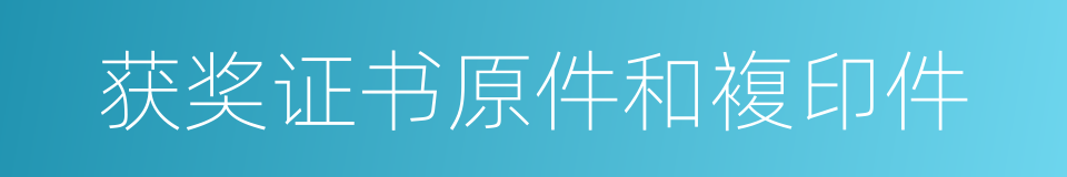 获奖证书原件和複印件的同义词
