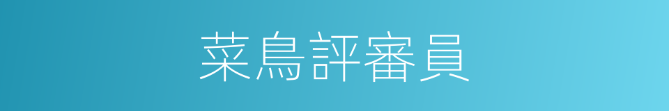菜鳥評審員的同義詞