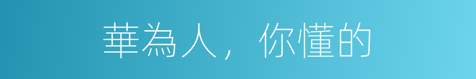 華為人，你懂的的同義詞
