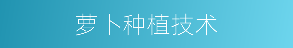萝卜种植技术的同义词