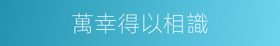 萬幸得以相識的同義詞
