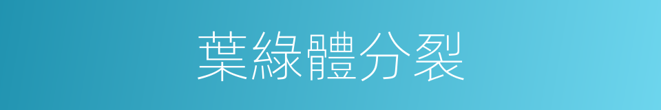 葉綠體分裂的同義詞