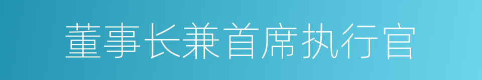 董事长兼首席执行官的同义词