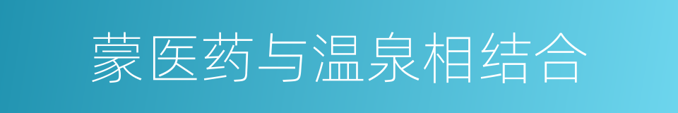 蒙医药与温泉相结合的同义词