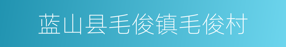 蓝山县毛俊镇毛俊村的同义词