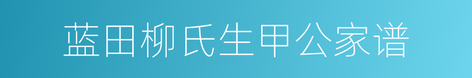 蓝田柳氏生甲公家谱的同义词