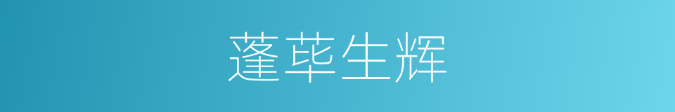 蓬荜生辉的意思