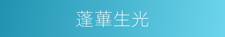 蓬蓽生光的意思