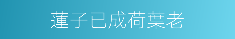 蓮子已成荷葉老的同義詞