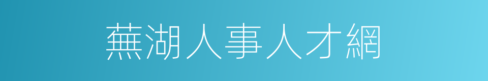 蕪湖人事人才網的同義詞