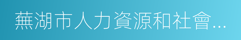 蕪湖市人力資源和社會保障局的同義詞