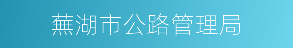 蕪湖市公路管理局的同義詞