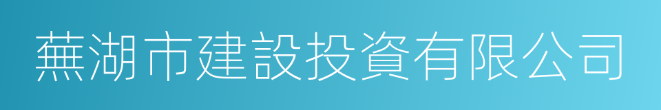 蕪湖市建設投資有限公司的同義詞