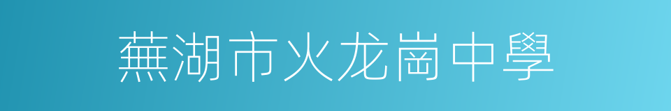 蕪湖市火龙崗中學的同義詞
