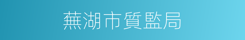 蕪湖市質監局的同義詞