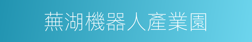 蕪湖機器人產業園的同義詞