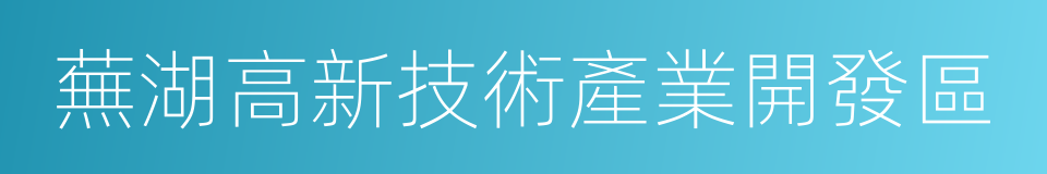 蕪湖高新技術產業開發區的同義詞