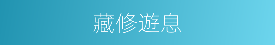 藏修遊息的意思