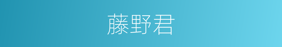 藤野君的同义词