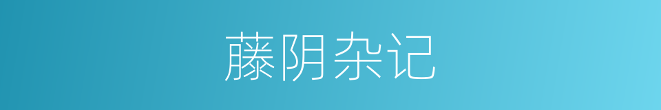 藤阴杂记的同义词