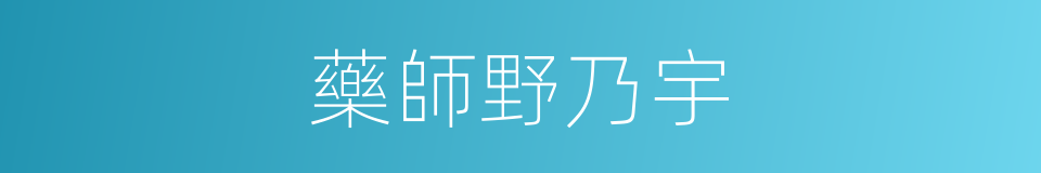 藥師野乃宇的同義詞