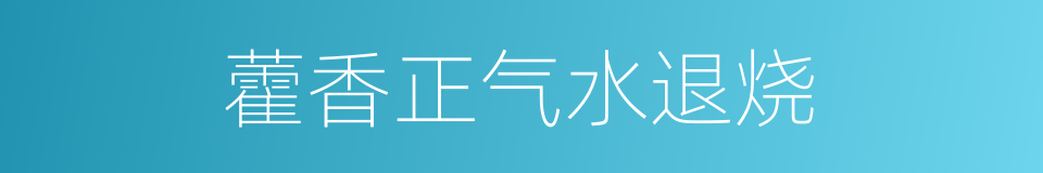 藿香正气水退烧的同义词