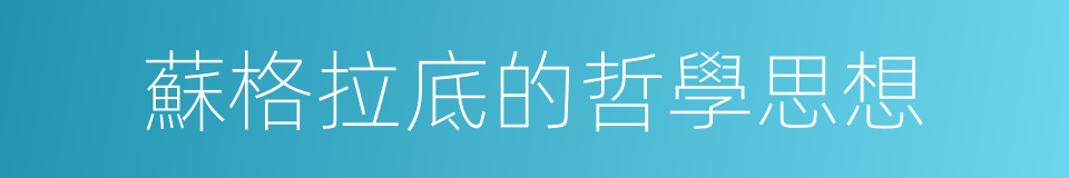 蘇格拉底的哲學思想的同義詞