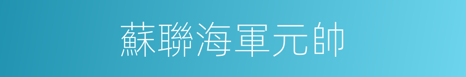 蘇聯海軍元帥的同義詞