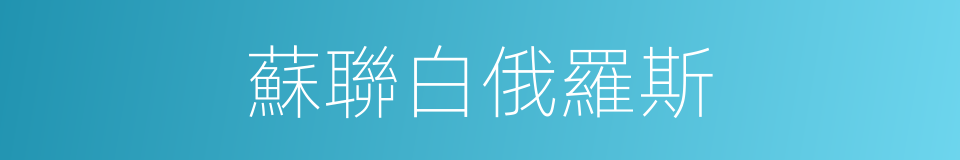 蘇聯白俄羅斯的同義詞